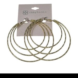 Daisy Fuentes Gold Layered Triple Hoop Earrings